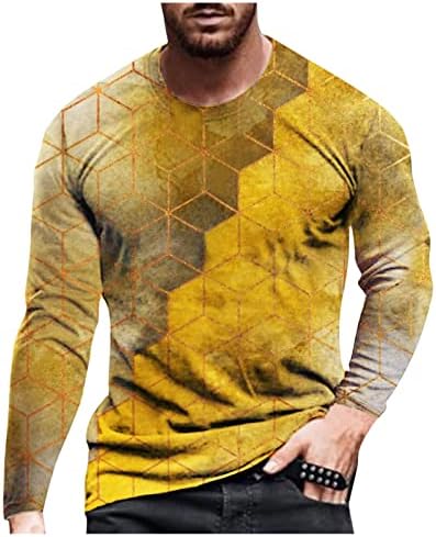ZDFER Блузи за мъже, Мъжки Ежедневни Коледна Тениска с 3D Принтом, Блузи с дълги ръкави, Тениска с кръгло деколте, Лек Пуловер,