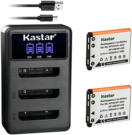 Зарядно устройство Kastar LCD с тройно USB конектор Съвместим с Fujifilm FinePix XP140, FinePix Z10fd Z20fd, FinePix Z30 Z31 Z33WP Z35 Z37, FinePix Z70 Z71, FinePix Z80 Z81, FinePix Z90 Z91