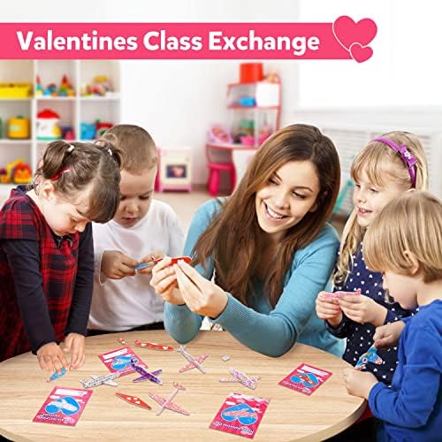 KIDZLIKE Подаръци за Свети Валентин, за деца - 28 Опаковки Поздравителни картички с Самолетиками от Стиропор за момчета и Момичета,