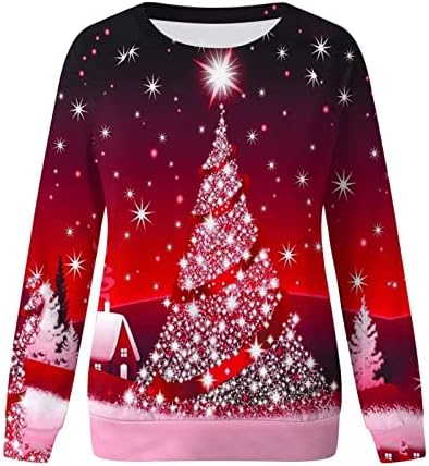 Дамски Графични Тениски Реколта Модни Свободни Ежедневни Пуловери, Блузи, Коледни Ризи, Скъпа Hoody с кръгло деколте и Дълъг