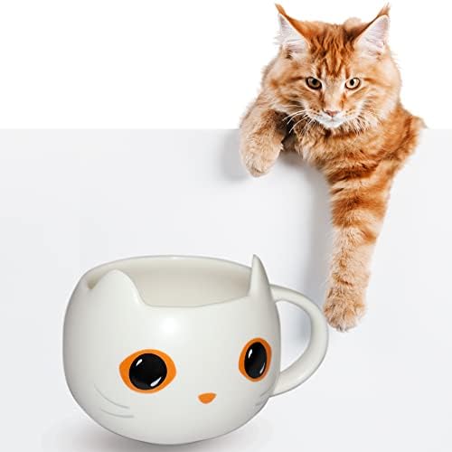 Чаша Brewish Котка за любителите на котки | Сладка чаша с капак под формата на Шапки на Вещици и Очарователна лъжица | Керамични