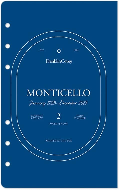 FranklinCovey - Компактен Дневник Monticello в корици, на две страници на ден - Януари 2023 - декември 2023