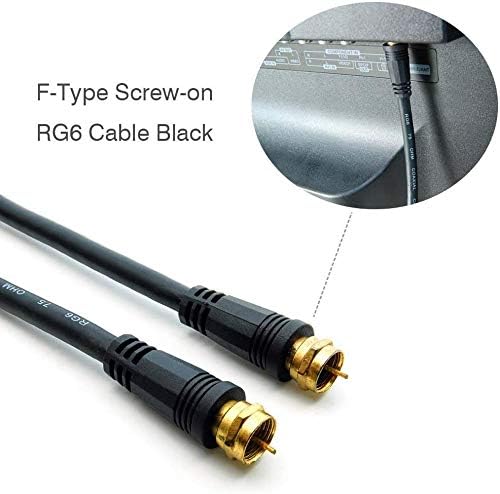 iMBPrice - (2 комплекта) Коаксиален кабел RG6 (12 фута) с винтови съединители F-тип черен цвят