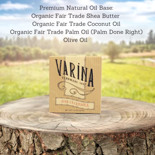 Органичен сапун Varina с алое и Календулой - Нежно Почистващо средство за Чувствителна кожа, без мирис - 3 опаковки - Чувствам Здрава