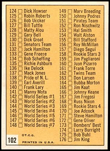 1963 Topps 102 WHT списък 2 (Бейзболна картичка) (дума Контролен лист написан с бели букви на червен фон) NM / MT