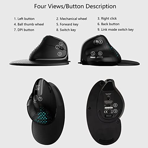 GreenPoster Компютърни Мишки за Лаптоп Мишка Игралното Показващо Устройство, Безжична Bluetooth Колело За палеца Ергономия