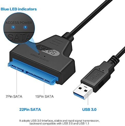 Кабел-адаптер Cotchear USB 3.0 за твърд диск SATA III, 15 + 7-Пинов Преносим Кабел-адаптер, 22-пинов USB 3.0 Кабел за адаптера