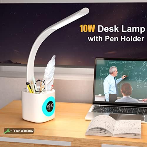 Настолни лампи Hokone за Домашния офис, Светодиодна Настолна Лампа с притежателя на химикалки, Учебна лампа с мощност 10 W с USB-адаптер,