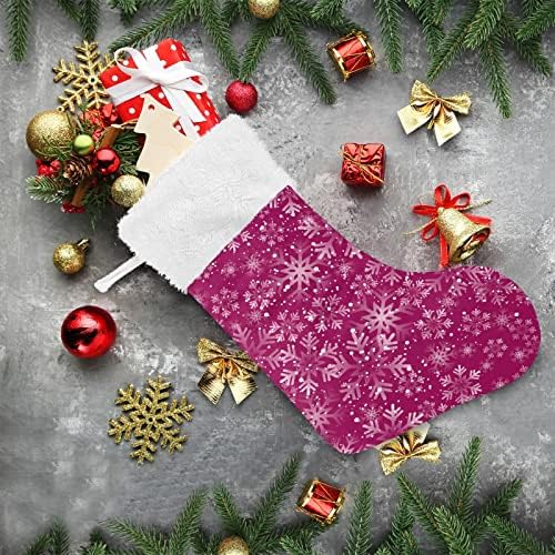 Коледни Чорапи ALAZA, Розови Коледни Снежинки, Класически Персонализирани Големи Чулочные Украса за Семейни Тържества, декорация