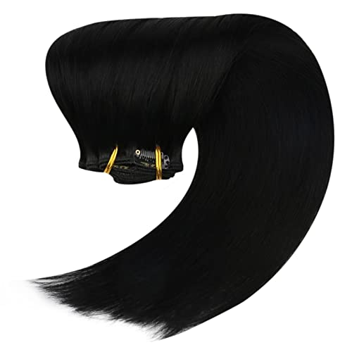 Снимка на продукта Напълно лъскава блондинка с заколкой за удължаване на косата, Черна коса 22 инча и 22-инчов лента за удължаване