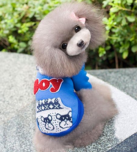 SMALLLEE_LUCKY_STORE Руното Hoody-пуловер в Британския Стил за Малки Кучета, Голяма, Синя