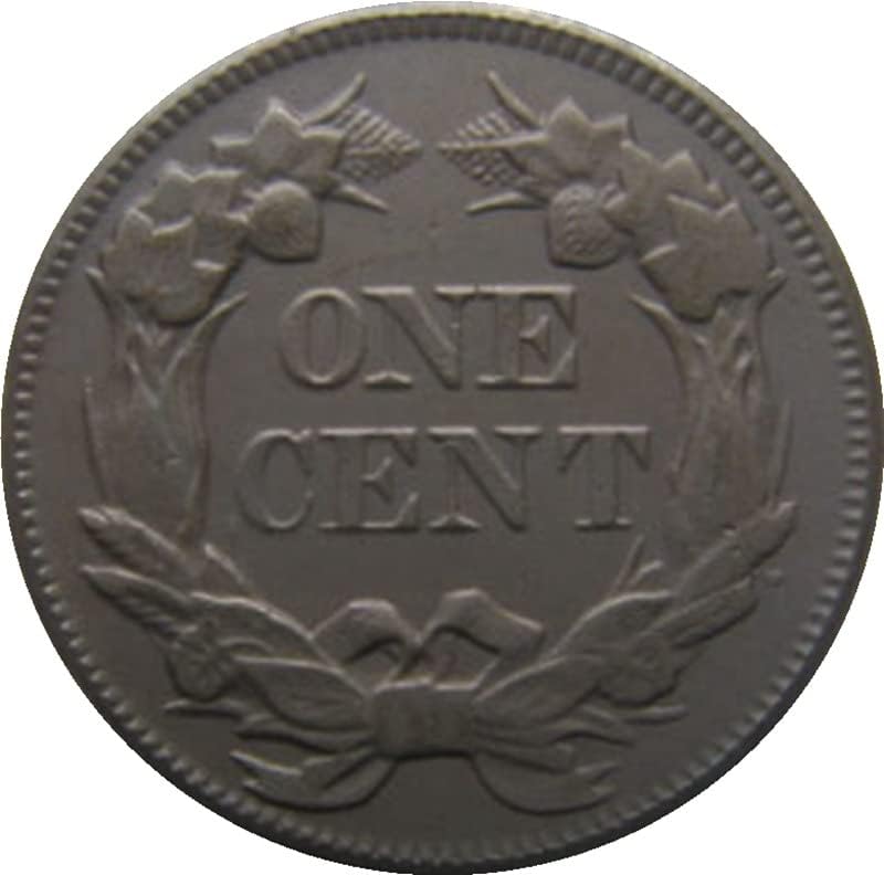 1858 Монета на САЩ в един Цент Латунная Антични Чуждестранна Възпоменателна Монета Ръчно изработени 19 мм