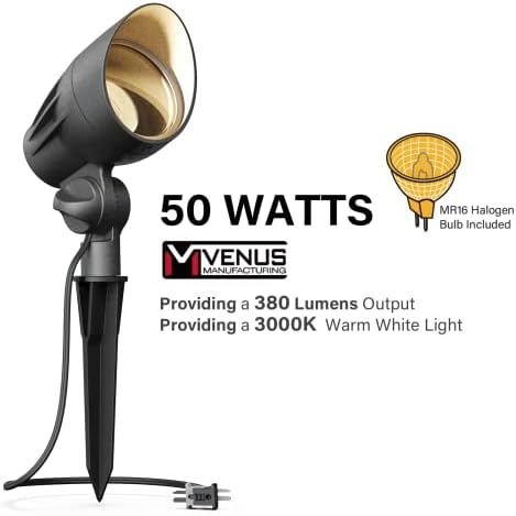 VENUS MANUFACTURING 4 Опаковки ниско напрежение Ландшафтни прожектори 50 W, Халогенна Комплекти за Външно Озеленяване осветление