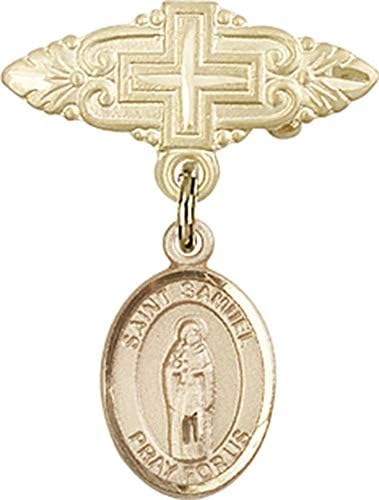 Детски икона Jewels Мания за талисман на Светия Сэмюэля и игла за бейджа с Кръст | Детски иконата със златен пълнеж с талисман