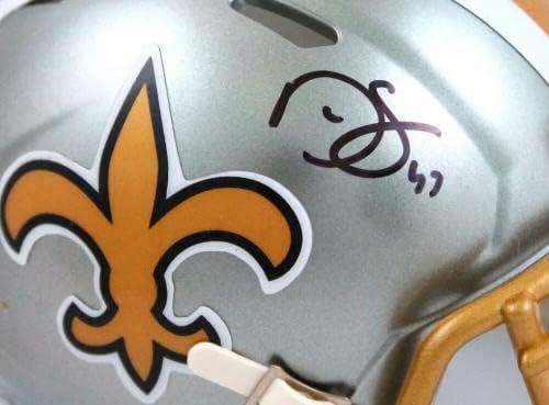 Мини-Каска New Orleans Saints Flash Speed с автограф на Дарън Спролза - Холографски каска BAW Holo - Мини-Каски NFL с автограф