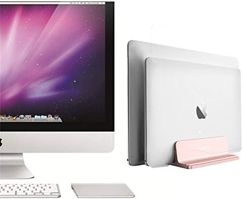 Поставка за лаптоп от Розово злато, Алуминий, Вертикална стойка за лаптоп BECEMURU, Компактно Планина за лаптоп на работния