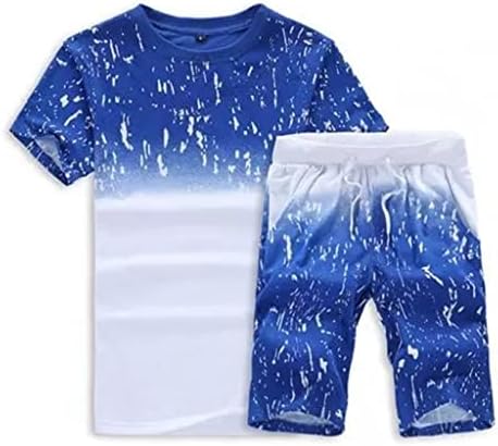 N /A Годишна Спортни дрехи с къс ръкав, Мъжки костюм с градиентным принтом, Плажно облекло (Цвят: A, Размер: Mcode)