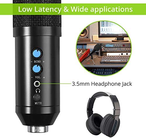 Линк За USB-микрофон, Кондензаторен микрофон за запис на USB-конденсаторного микрофон, 3.5 мм Жак за слушалки Гласов контрол