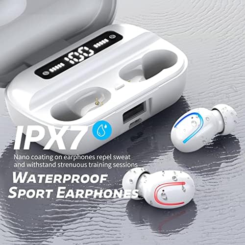 Безжични слушалки Bluetooth 5.2, ушите с вграден микрофон с висока резолюция, време на възпроизвеждане на 150 Часа, слушалки с led калъф за зареждане, Стереофоничен Бас звук,