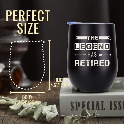 Най-добрият уникален Чаша за пенсиониране -Легендата се пенсионирах-Подаръци от дядо, полицай, Учител, шеф, Чаша за вино, на 12 унции с