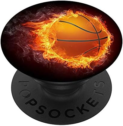Баскетболен Огън, Пламък, Нажежен На Фона На Черно Фигура PopSockets С Възможност за смяна на PopGrip