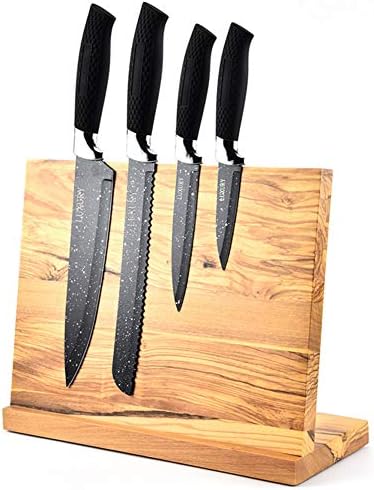 Lunchbox.com Магнитен Ножевой Блок /Титуляр от Маслиново Дърво, Държач за Домашно Съхранение на Ножове, Инструменти За Организиране на