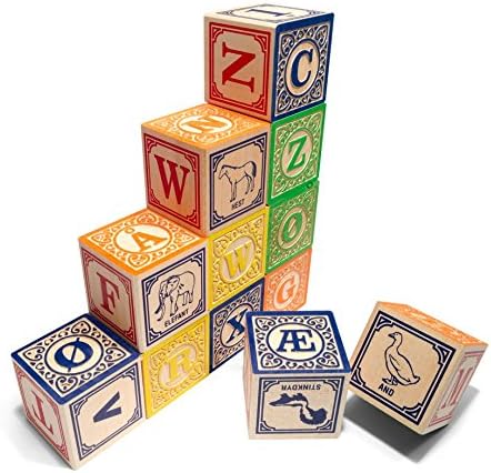 Дървени кубчета с Норвежки азбука, Чичовците Гъска - Произведено в САЩ
