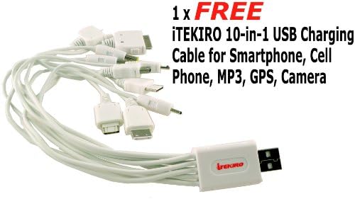 iTEKIRO AC Стенно Зарядно за Кола dc Комплект за Panasonic NV-GS75B + iTEKIRO 10-в-1 USB Кабел За зареждане
