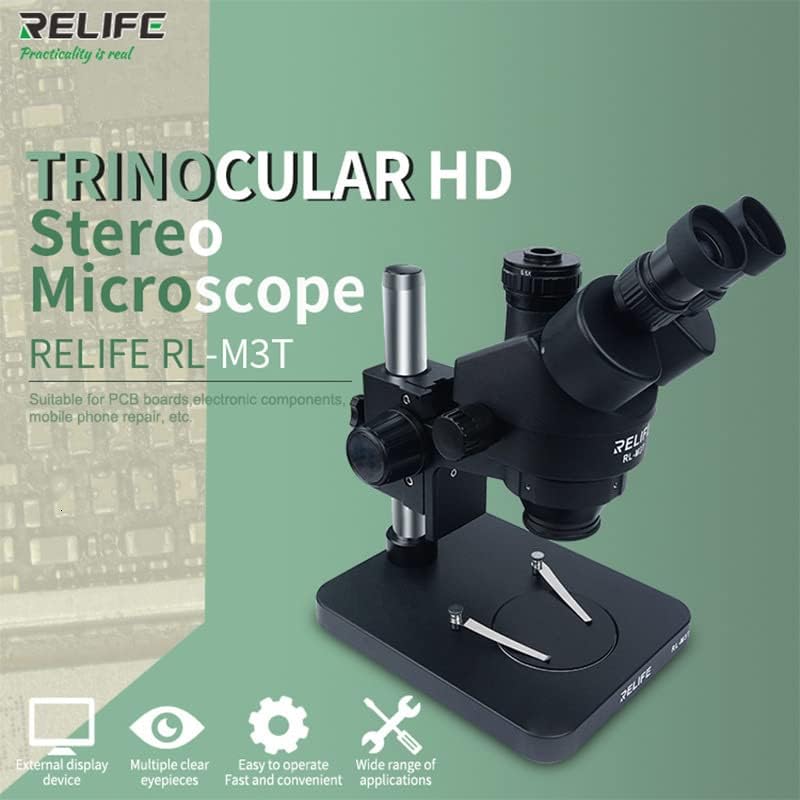 Стереофоничен микроскоп gduukk 0,7-4,5 X непрекъснат шум в ушите trinocular reife с камера, съвместима с електронно устройство RL-M3 (Цвят: Go Ld)
