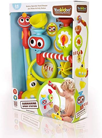 Детска играчка за баня Yookidoo - Станция за пръскане с вода на подводница - на Водна помпа на батерии с ръчен душ за игрите по време на къпане - Създава Магически ефекти (