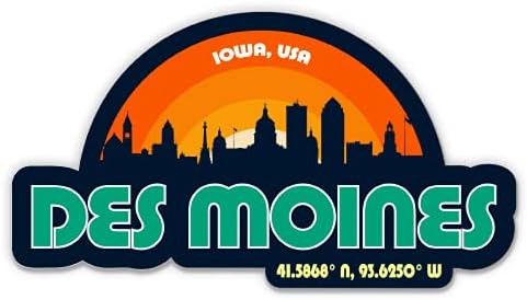Squiddy Des Moines Iowa City Skyline - Vinyl Стикер-стикер за телефон, лаптоп, бутилки за вода (ширина 3 инча)