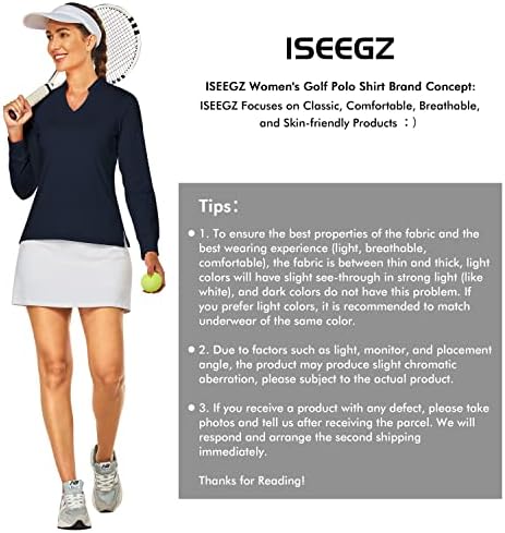 Жените Риза за голф ISEEGZ, Поло блузи с дълъг ръкав, Леки, бързо съхнещи Ризи За тренировки, Потници за Жени