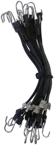 Kotap VBRS-15 Сверхпрочный бънджи кабел от EPDM-гума, с вълнообразни метални S-образна лети куки, идеален за закрепване на tarps, платна, 15 инча (10 точки), черен