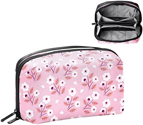 Косметичка, Очарователен вместительные чанта за грим, Пътна розова чанта за тоалетни принадлежности с див малък цветен модел, органайзер