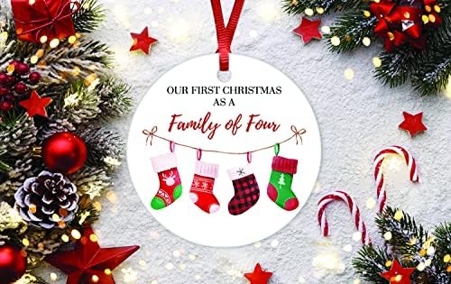 ArogGeld Първата Ни Коледа В семейство от четири Коледна Украса За Новородено Керамично украса Семейни Коледни украси 2021 за мама