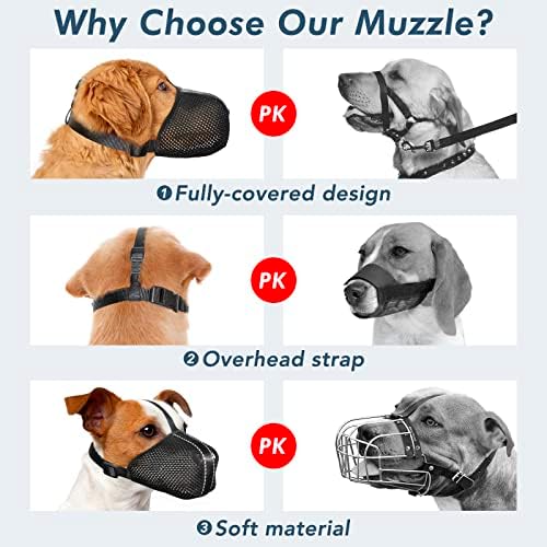 Устата охрана за кучета PZRLit Мек Намордник за кучета малки и средни по размер, от здрава въздушна вкара платове, Дишащи, годни за пиене, с регулируеми джапанки и се де