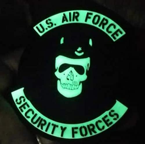 Нашивка Сили за сигурност на военновъздушните сили на САЩ Squadron Nostalgia LLC от PVC/Светещ в тъмното - С една кука и линия, Синя,