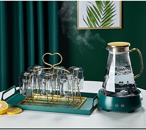 YXBDN Следобеден чай, чай набиране, за вода, домашен кана за всекидневната, скандинавски Стъклена кана с нагревател, цвете чаена чаша