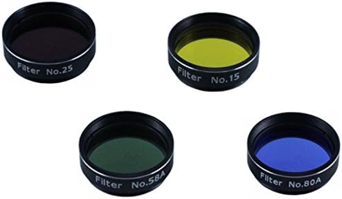 Набор от филтри Astromania от 1,25-инчов четырехцветных филтри (# 15 тъмно жълто, от 25 червени, 58A зелени и #80A средно-синьо).