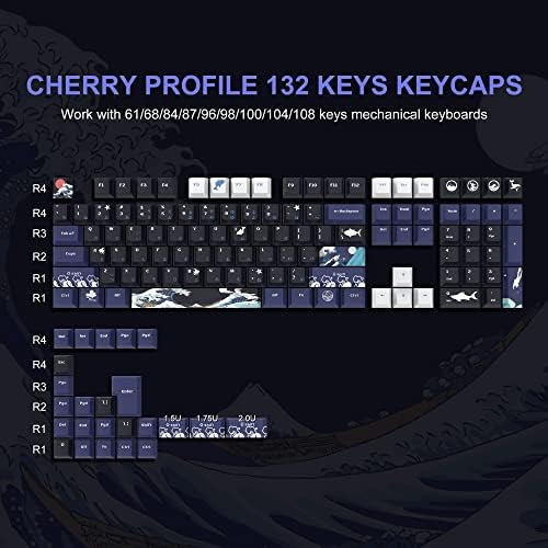 Капачки за ключове SDYZ PBT 132 Клавишите, Отлични Шапки за комбинации японска клавиатура Wave Off Kanagawa и Ключове клавиатура