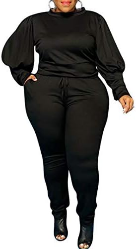 Жена Обикновен Спортен Костюм Размера на Плюс, Комплект от 2 теми, Пуловер с дълъг ръкав и Спортни Панталони за експозиции, Комплекти