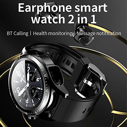 Смарт часовник - Водоустойчив smart-часовници, Кръгли фитнес часовници със слушалки, 1,28 инча, 2 в 1, Bluetooth часовник,