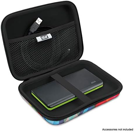 Пътна чанта-органайзер USA Gear Hard Shell 7,5 см с устойчиво на атмосферни влияния външен вид и голям мрежесто джоб за аксесоари - Съвместим с Garmin GPS, честота устройства и дру
