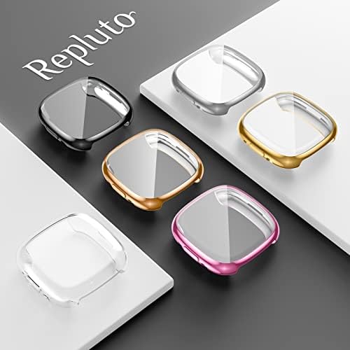 [4 опаковки] Защитен калъф Repluto за Fitbit Versa 4 / Fitbit Sense 2, Мека Броня от TPU, Здрава Защитна обвивка с пълно покритие, с Аксесоари за smart часа Versa 4 / Sense 2