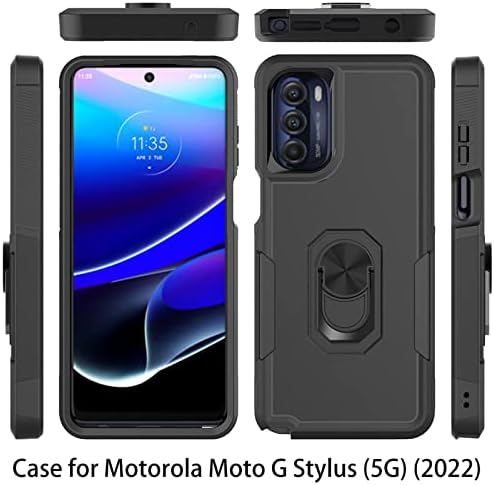 Калъф Vauki за Motorola Moto G Stylus 5G 2022 със защитно фолио за екрана, Двуслойни устойчив на удари Защитен калъф за вашия телефон Военен