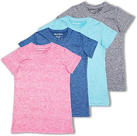 4 Опаковки: Тениска за активни спортни изяви с кръгло деколте и къс ръкав сухо, намаляване за момичета.