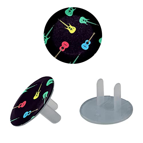 Прозрачен капак за контакти (24 опаковки) С цветно изображение, Китара, Диелектрични Пластмасови Капачки за електрически контакти, Защита