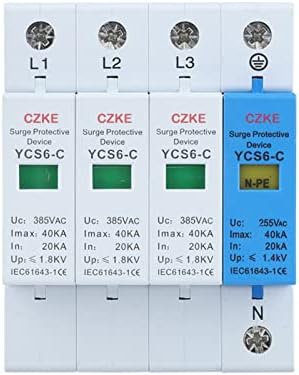 CRFYJ YCS6-C 3P + NPE AC 20KA-40KA 385V SPD Защита от пренапрежение за дома Защитен низковольтный разрядник (Цвят: 3P NPE, размер: