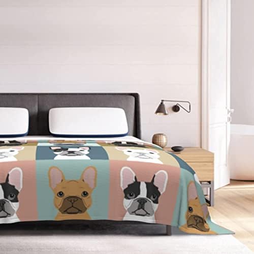 XTGOO Сладко Ултра-Меко Флисовое Одеяло за кучета френски Булдог, Фланелевое Бархатное Плюшевое Одеяло, 80x60 см