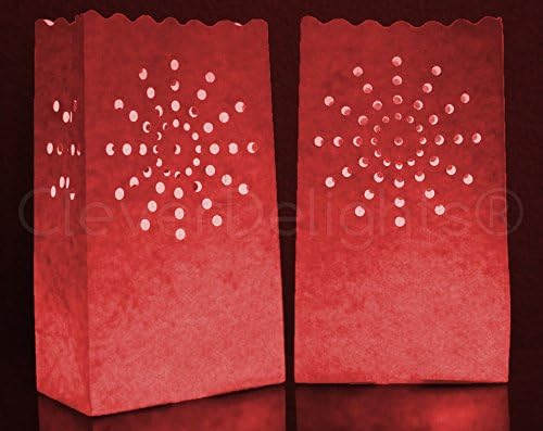 Чанти за осветителни Тела CleverDelights Red Sunburst - Количество 50 броя - Сватба Парти Тропически Коледен празник Luminaria